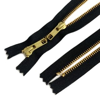 Metal zipper Two Sliders 63 cm black/gold Closed-end