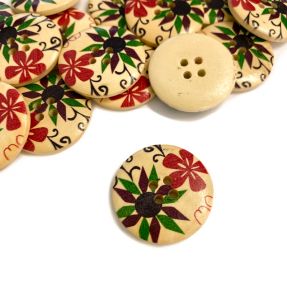 Wooden button Round Square