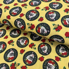 Cotton fabric FRIDA Hearts skull digital print