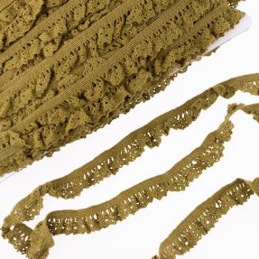 Elastic cotton lace golden brown