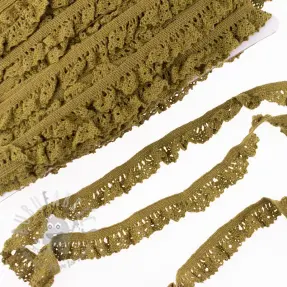 Elastic cotton lace golden brown