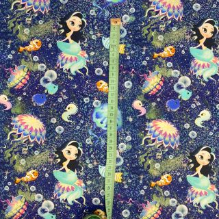Cotton fabric Snoozy fabrics Mermaids navy digital print