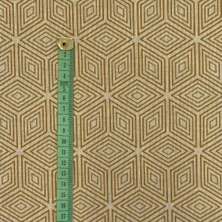 Decoration fabric Linenlook Blocks 3D Illusion golden yellow