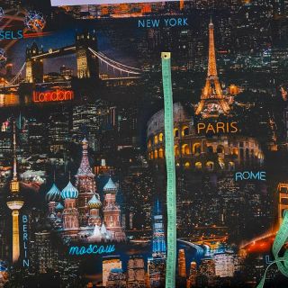 Decoration fabric premium City skyline digital print