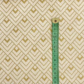 Decoration fabric Linenlook Art deco cubes ecru metallic premium