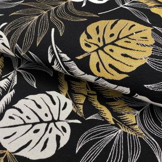 Decoration fabric jacquard Botanic leaf metallic deluxe