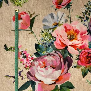 Decoration fabric Roses delicate painting beige digital print