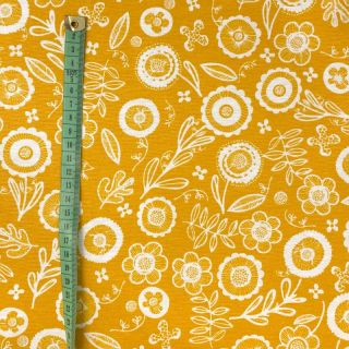 Decoration fabric Folklore flower yellow