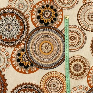Decoration fabric Linenlook Geometric mandala brown