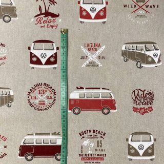 Decoration fabric Linenlook Premium VW California Paradise