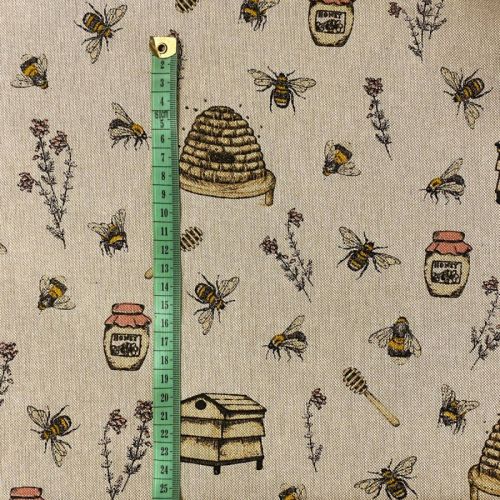Decoration fabric Linenlook premium Bee Honey Buzzing