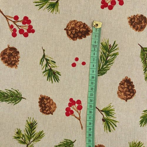Decoration fabric Linenlook Pine cones