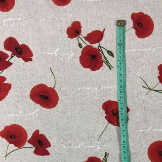 Decoration fabric Linenlook Flower poppy