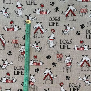 Decoration fabric Linenlook Dogs life