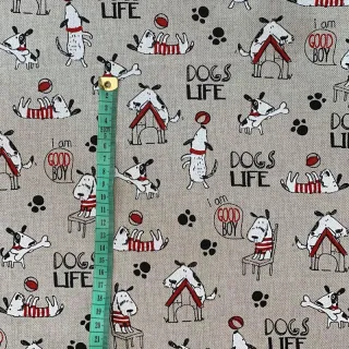 Decoration fabric Linenlook Dogs life