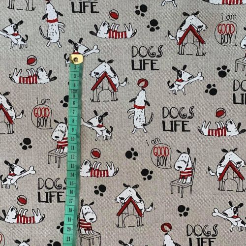 Decoration fabric Linenlook Dogs life