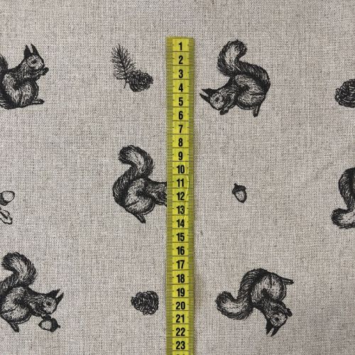 Decoration fabric LINEN DELUXE SQUIRREL PENDRAWING