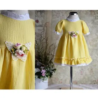 Double gauze/muslin soft yellow ORGANIC