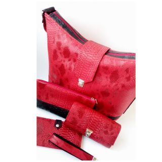 Faux leather COBRA rouge