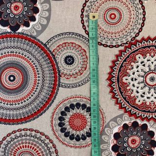 Decoration fabric Linenlook Geometric mandala red