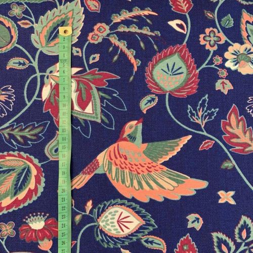 Decoration fabric Indian flowerbird navy premium