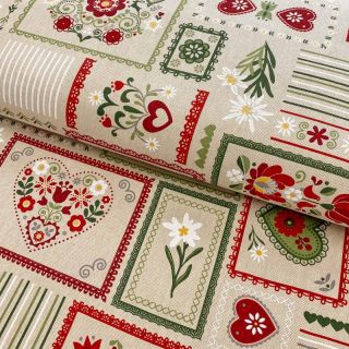 Decoration fabric Linenlook Edelweiss patchwork