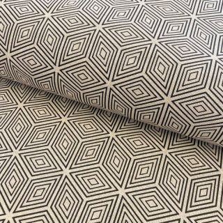 Decoration fabric Linenlook Blocks 3D Illusion black