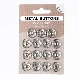 Snap fasteners METAL 16 mm silver