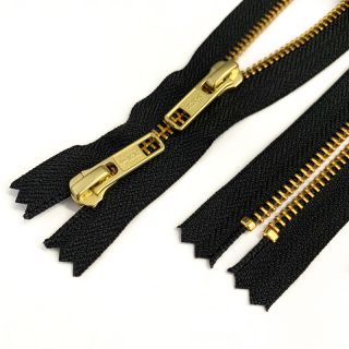 Metal zipper Two Sliders 56 cm black/gold
