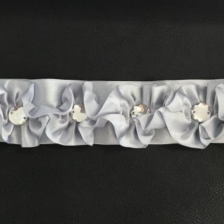 Satin ribbons Crystal silver