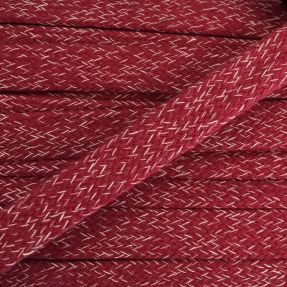 Cotton cord flat 15 mm melange red
