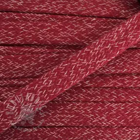 Cotton cord flat 15 mm melange red