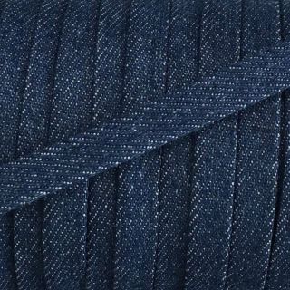 Cotton cord flat 10 mm Denim petrol