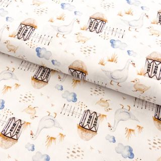 Cotton fabric Snoozy fabrics Farm style Goose digital print
