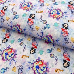 Cotton fabric Snoozy fabrics Mermaids violet digital print