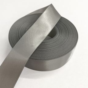 Satin ribbon double face 25 mm middle grey