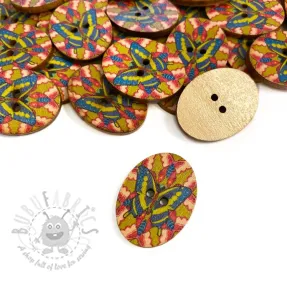 Wooden button Butterfly cobalt