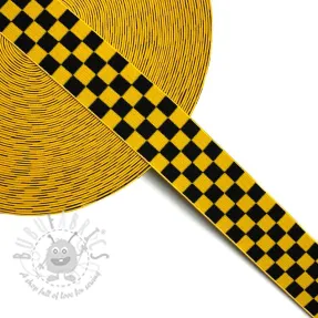 Elastic 4 cm Chequered jacquard ochre