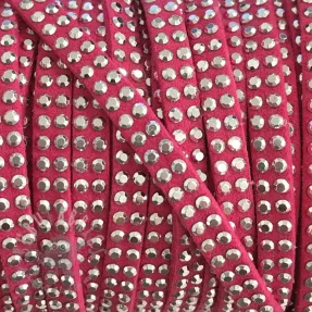 Suede cord strass fuchsia