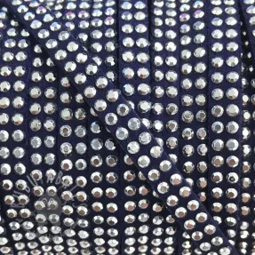 Suede cord strass dark blue