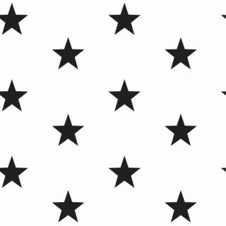 Cotton fabric Stars white/black