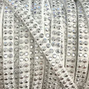 Suede cord strass white