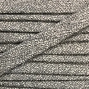 Cotton cord flat 13 mm melange light grey
