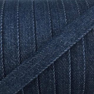 Cotton cord flat 15 mm Denim petrol