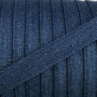 Cotton cord flat 15 mm Denim blue