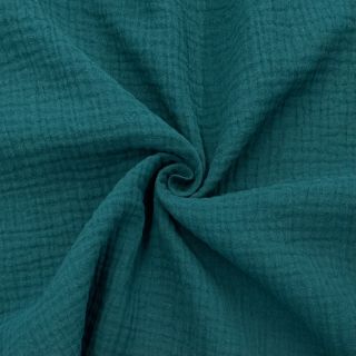 Double gauze/muslin dark cyan ORGANIC