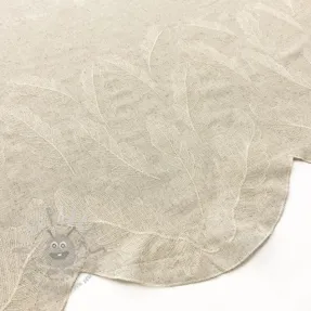Linen viscose natural Leaves border