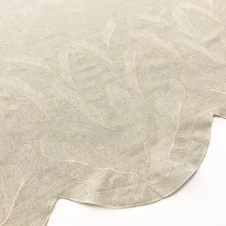 Linen viscose natural Leaves border