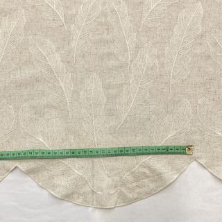 Linen viscose natural Leaves border