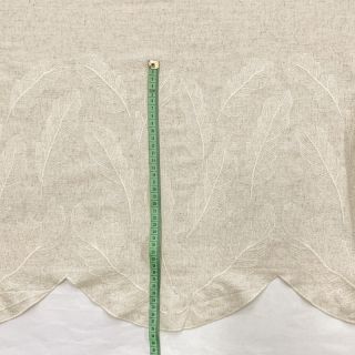 Linen viscose natural Leaves border